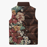Kanoa Hawai'i Hibiscus Sleeveless Puffer Jacket Polynesian Tribal Tattoo Pattern Floral Elements