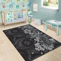 Pauli Hawai'i Hibiscus Area Rug Polynesian Tribal Tattoo Pattern Floral Elements