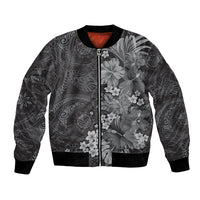 Pauli Hawai'i Hibiscus Bomber Jacket Polynesian Tribal Tattoo Pattern Floral Elements
