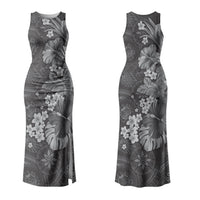 Pauli Hawai'i Hibiscus Couples Matching Tank Maxi Dress and Long Sleeve Button Shirt Polynesian Tribal Tattoo Pattern Floral Elements