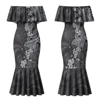 Pauli Hawai'i Hibiscus Family Matching Mermaid Dress and Hawaiian Shirt Polynesian Tribal Tattoo Pattern Floral Elements
