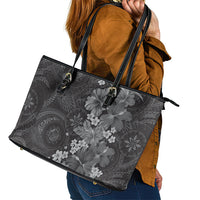 Pauli Hawai'i Hibiscus Leather Tote Bag Polynesian Tribal Tattoo Pattern Floral Elements