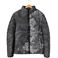 Pauli Hawai'i Hibiscus Padded Jacket Polynesian Tribal Tattoo Pattern Floral Elements