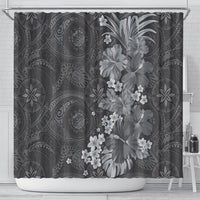 Pauli Hawai'i Hibiscus Shower Curtain Polynesian Tribal Tattoo Pattern Floral Elements