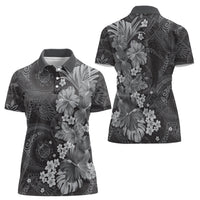 Pauli Hawai'i Hibiscus Women Polo Shirt Polynesian Tribal Tattoo Pattern Floral Elements