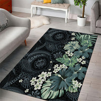 Pauliuli Hawai'i Hibiscus Area Rug Polynesian Tribal Tattoo Pattern Floral Elements