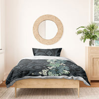 Pauliuli Hawai'i Hibiscus Bedding Set Polynesian Tribal Tattoo Pattern Floral Elements
