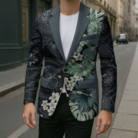 Pauliuli Hawai'i Hibiscus Blazer Polynesian Tribal Tattoo Pattern Floral Elements