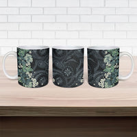 Pauliuli Hawai'i Hibiscus Ceramic Mug Polynesian Tribal Tattoo Pattern Floral Elements