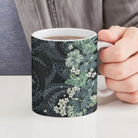 Pauliuli Hawai'i Hibiscus Ceramic Mug Polynesian Tribal Tattoo Pattern Floral Elements