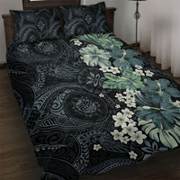 Pauliuli Hawai'i Hibiscus Quilt Bed Set Polynesian Tribal Tattoo Pattern Floral Elements