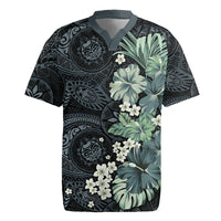 Pauliuli Hawai'i Hibiscus Rugby Jersey Polynesian Tribal Tattoo Pattern Floral Elements