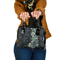 Pauliuli Hawai'i Hibiscus Shoulder Handbag Polynesian Tribal Tattoo Pattern Floral Elements