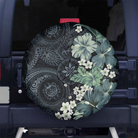 Pauliuli Hawai'i Hibiscus Spare Tire Cover Polynesian Tribal Tattoo Pattern Floral Elements
