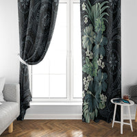 Pauliuli Hawai'i Hibiscus Window Curtain Polynesian Tribal Tattoo Pattern Floral Elements