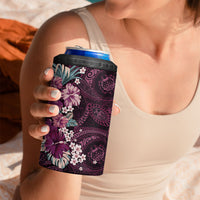 Poni Mama Hawai'i Hibiscus 4 in 1 Can Cooler Tumbler Polynesian Tribal Tattoo Pattern Floral Elements
