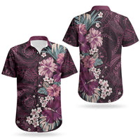 Poni Mama Hawai'i Hibiscus Couples Matching Mermaid Dress and Hawaiian Shirt Polynesian Tribal Tattoo Pattern Floral Elements