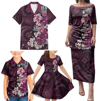 Poni Mama Hawai'i Hibiscus Family Matching Puletasi and Hawaiian Shirt Polynesian Tribal Tattoo Pattern Floral Elements
