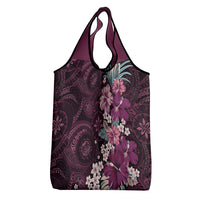 Poni Mama Hawai'i Hibiscus Grocery Bag Polynesian Tribal Tattoo Pattern Floral Elements