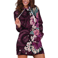 Poni Mama Hawai'i Hibiscus Hoodie Dress Polynesian Tribal Tattoo Pattern Floral Elements