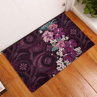 Poni Mama Hawai'i Hibiscus Rubber Doormat Polynesian Tribal Tattoo Pattern Floral Elements