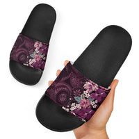 Poni Mama Hawai'i Hibiscus Slide Sandals Polynesian Tribal Tattoo Pattern Floral Elements