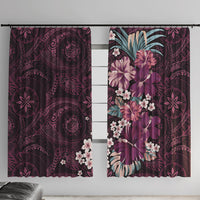Poni Mama Hawai'i Hibiscus Window Curtain Polynesian Tribal Tattoo Pattern Floral Elements