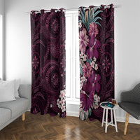 Poni Mama Hawai'i Hibiscus Window Curtain Polynesian Tribal Tattoo Pattern Floral Elements