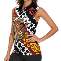 Personalised Papua New Guinea Bird Drum Women Sleeveless Polo Shirt Papuan Batik Motif