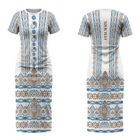 Personalised Papua New Guinea Bird Ethnic Couples Matching Short Sleeve Bodycon Dress and Hawaiian Shirt Papuan Batik Inspired Pattern