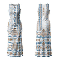 Personalised Papua New Guinea Bird Ethnic Couples Matching Tank Maxi Dress and Long Sleeve Button Shirt Papuan Batik Inspired Pattern