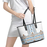 Papua New Guinea Bird Ethnic Leather Tote Bag Papuan Batik Inspired Pattern