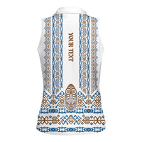 Personalised Papua New Guinea Bird Ethnic Women Sleeveless Polo Shirt Papuan Batik Inspired Pattern