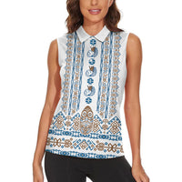 Personalised Papua New Guinea Bird Ethnic Women Sleeveless Polo Shirt Papuan Batik Inspired Pattern