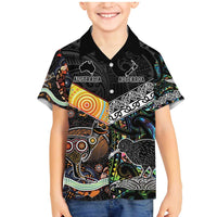 Personalised New Zealand and Australia Family Matching Mermaid Dress and Hawaiian Shirt Maori Mix Aboriginal Art Style LT9 Son's Shirt Black - Polynesian Pride