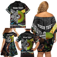 Personalised New Zealand and Australia Family Matching Off Shoulder Short Dress and Hawaiian Shirt Maori Mix Aboriginal Art Style LT9 - Polynesian Pride