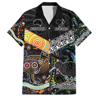 Personalised New Zealand and Australia Family Matching Short Sleeve Bodycon Dress and Hawaiian Shirt Maori Mix Aboriginal Art Style LT9 Dad's Shirt - Short Sleeve Black - Polynesian Pride