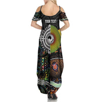 Personalised New Zealand and Australia Family Matching Summer Maxi Dress and Hawaiian Shirt Maori Mix Aboriginal Art Style LT9 - Polynesian Pride