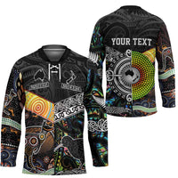 Australia New Zealand Personalised Hockey Jersey Maori Aboriginal Art Style - Polynesian Pride