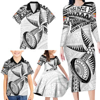 Custom Fiji Rugby Pacific Family Matching Long Sleeve Bodycon Dress and Hawaiian Shirt Polynesian Palm Tattoo LT9 - Polynesian Pride