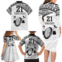 Custom Fiji Rugby Pacific Family Matching Long Sleeve Bodycon Dress and Hawaiian Shirt Polynesian Palm Tattoo LT9 - Polynesian Pride