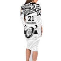 Custom Fiji Rugby Pacific Family Matching Long Sleeve Bodycon Dress and Hawaiian Shirt Polynesian Palm Tattoo LT9 - Polynesian Pride