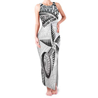 Custom Fiji Rugby Pacific Family Matching Tank Maxi Dress and Hawaiian Shirt Polynesian Palm Tattoo LT9 Mom's Dress White - Polynesian Pride