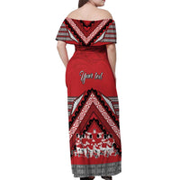 Personalised Tonga Rugby Pacific Off Shoulder Maxi Dress Ikale Tahi Sipi Tau LT9 - Polynesian Pride