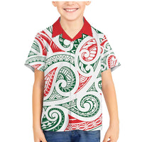 New Zealand Kowhaiwhai Christmas Family Matching Mermaid Dress and Hawaiian Shirt Traditional Maori Koru Pattern LT9 Son's Shirt White - Polynesian Pride