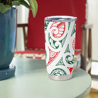 New Zealand Kowhaiwhai Christmas Tumbler Cup Traditional Maori Koru Pattern - Polynesian Pride