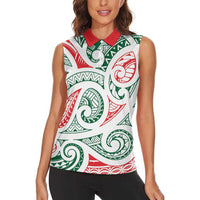New Zealand Kowhaiwhai Christmas Women Sleeveless Polo Shirt Traditional Maori Koru Pattern LT9 - Polynesian Pride