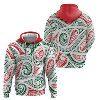 New Zealand Kowhaiwhai Christmas Zip Hoodie Traditional Maori Koru Pattern - Polynesian Pride