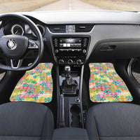 Hawaiian Palaka Car Mats Hibiscus Palm Leaf Pattern - Polynesian Pride