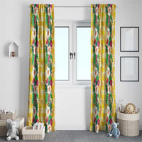 Hawaiian Palaka Window Curtain Hibiscus Pineapple Lei - Polynesian Pride